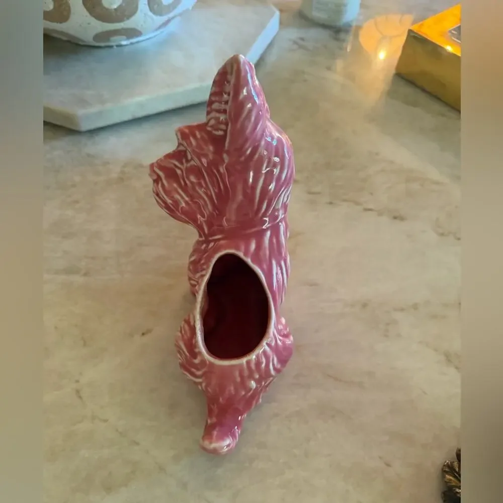 Vintage 50’s pink ceramic Scotty Dog planter